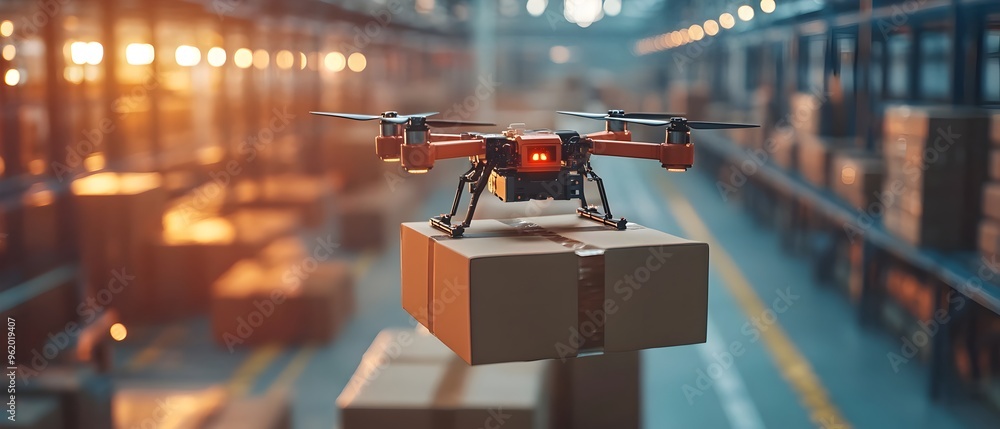 Poster automated aerial logistics showcasing the role of drones and automation in managing air transportati