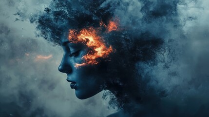 Woman face. Graphic photo concept. 