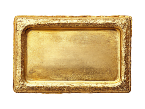 Elegant golden tray with a smooth surface, isolated on transparent background.