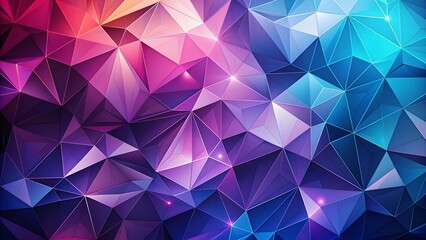 Obraz premium Abstract polygonal background with faceted shapes in various shades of purple and blue, ideal for tech and digital themes. Abstract colorful low poly background. 
