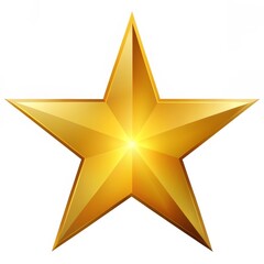 Obraz premium Glossy Golden Star on White Background, 3D, Vector, graphic design ,star, golden