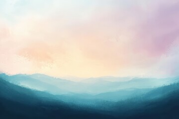 Abstract Landscape with a Soft Pink and Blue Sky Above Mountains