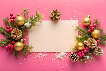 Blank Holiday Card Scene with Snowy Background