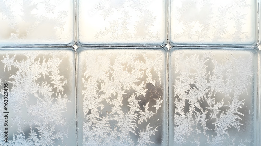 Poster 135. smooth, frosted window pane with delicate frost patterns