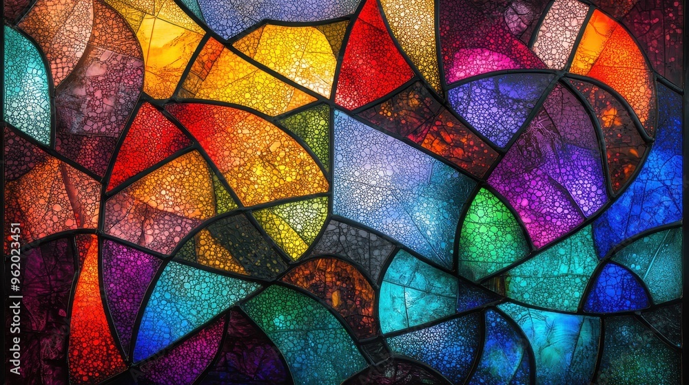 Aufkleber Mosaic Dream: Abstract Stained Glass Art with Intricate Patterns and Vibrant Colors evoking Complexity and Depth