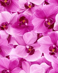 Fototapeta premium A vibrant and artistic arrangement of pink orchids showcasing their delicate petals and natural beauty.
