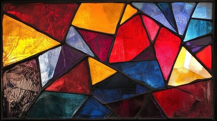 Fototapeta premium Vibrant Stained Glass Abstract Art with Bold Contrasts and Angular Lines