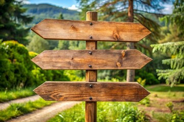 Rustic Wooden Signpost with Empty Directional Arrows