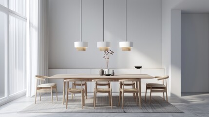 Scandinavian minimalist living room with wooden floor AI generated image