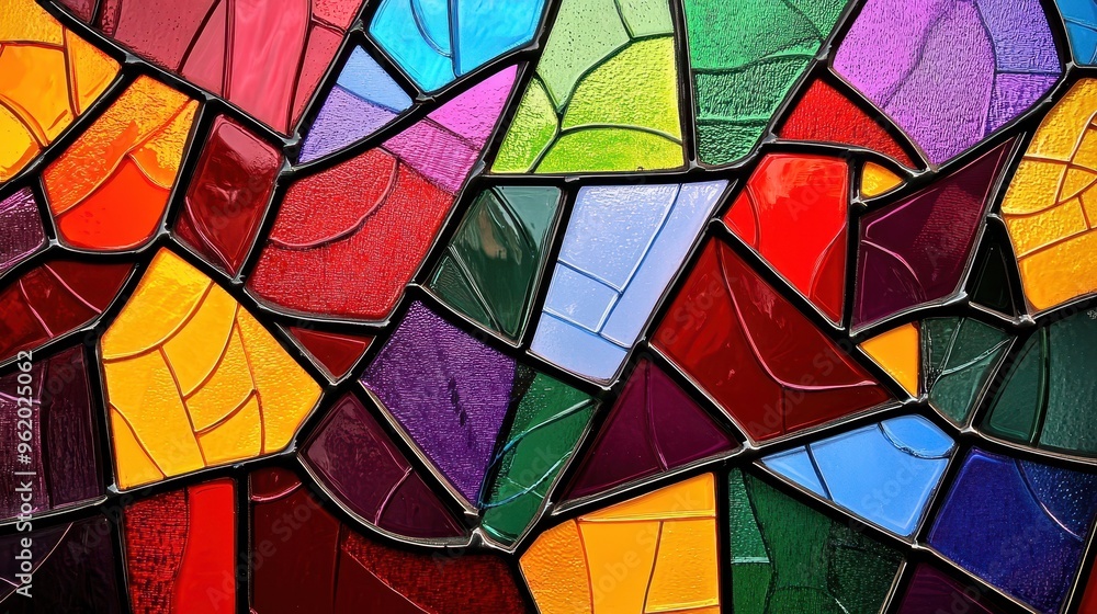 Aufkleber kaleidoscope of joy - colorful stained glass design with geometric patterns for creativity and cheer