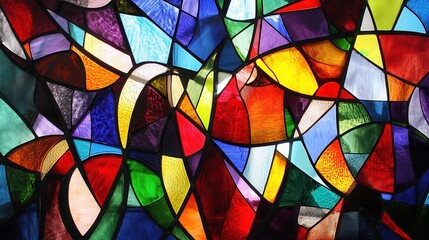 Fototapeta premium Abstract Stained Glass Inspired Modern Artwork with Vibrant Colors and Intricate Shapes