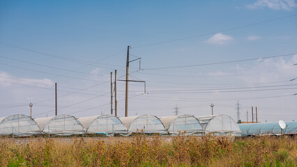 Fototapeta premium power lines in the field