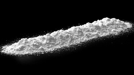 white powder scattered on a black background, symbolizing chaos, disruption, and the uncontrollable nature of life. The sharp contrast evokes emotions of uncertainty and unpredictability