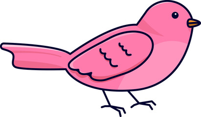 Stylized pink bird illustration with simple lines and shapes, minimalistic design, modern art, vibrant coloration, suitable for various digital design uses.
