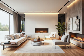 Fototapeta premium photo of a modern living room with designer interior and furniture, luxury interior architecture design idea