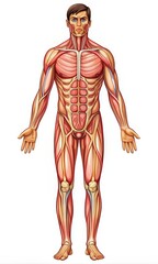 Male Muscular System Anatomy Illustration, Digital Painting, Human Anatomy, Muscle Anatomy, Bodybuilding