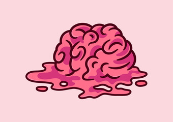 Cartoon style Splattered Melting brain vector illustration