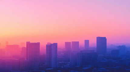 Fototapeta premium Purple background landscape city garidient sunset