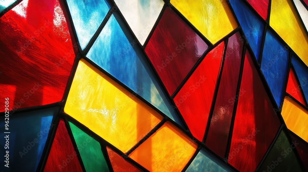 Aufkleber vibrant stained glass-inspired design with bold angular shapes - a captivating visual creation