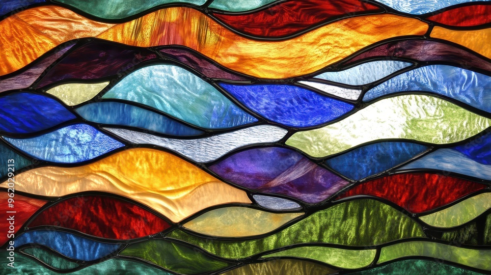 Aufkleber serene waves - abstract stained glass art with harmonious colors and flowing patterns for tranquilit