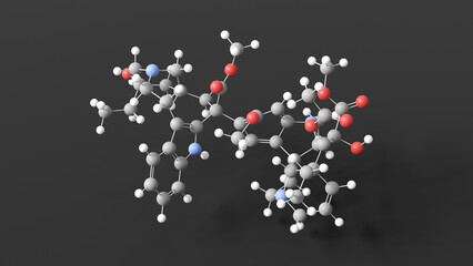 vinblastine molecule 3d, molecular structure, ball and stick model, structural chemical formula antineoplastic agents