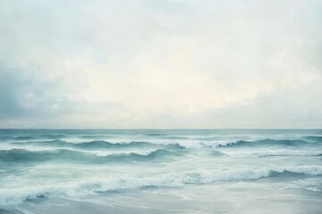 Obraz premium Serene Ocean Waves Under a Cloudy Sky