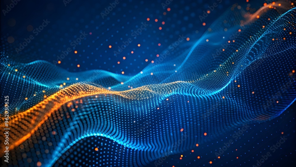 Poster abstract wave shape on a low-polygonal triangular background for design on the topic of big data, me