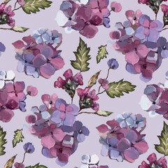 Seamless vector pattern of elegant purple violets