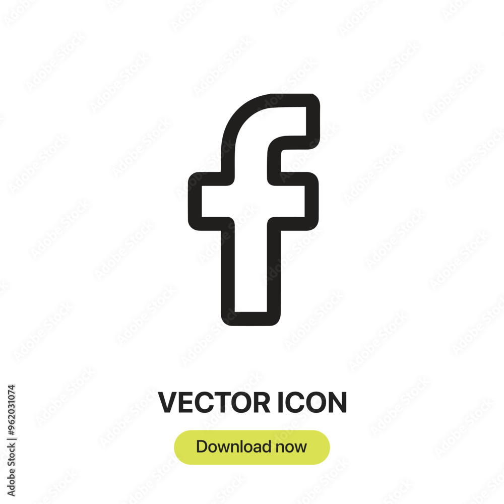 Poster facebook icon vector. linear-style sign for mobile concept and web design. facebook symbol illustrat
