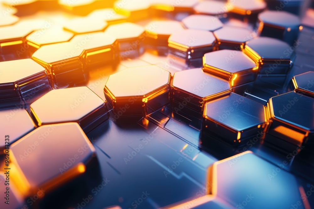 Poster futuristic hexagonal mosaic abstract background with modern design elements