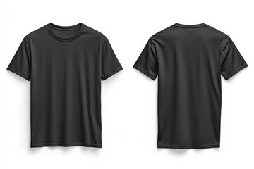 Naklejka premium Black Tshirt Mockup Front and Back Isolated created with Generative AI