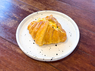 freshly baked croissants-baked spinach and cheese