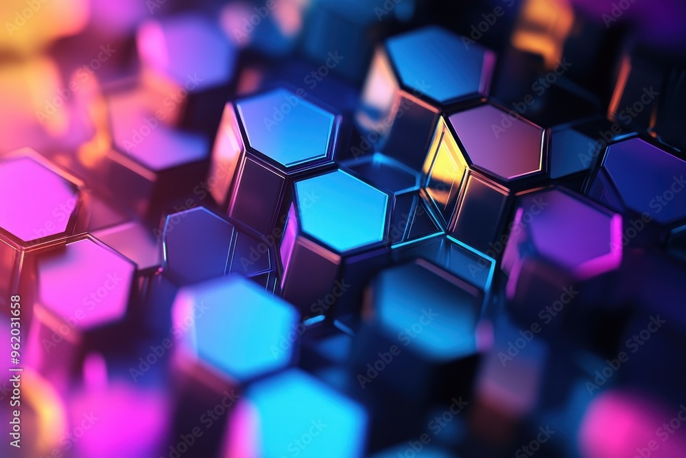 Poster futuristic hexagon mosaic: dynamic 3d abstract design