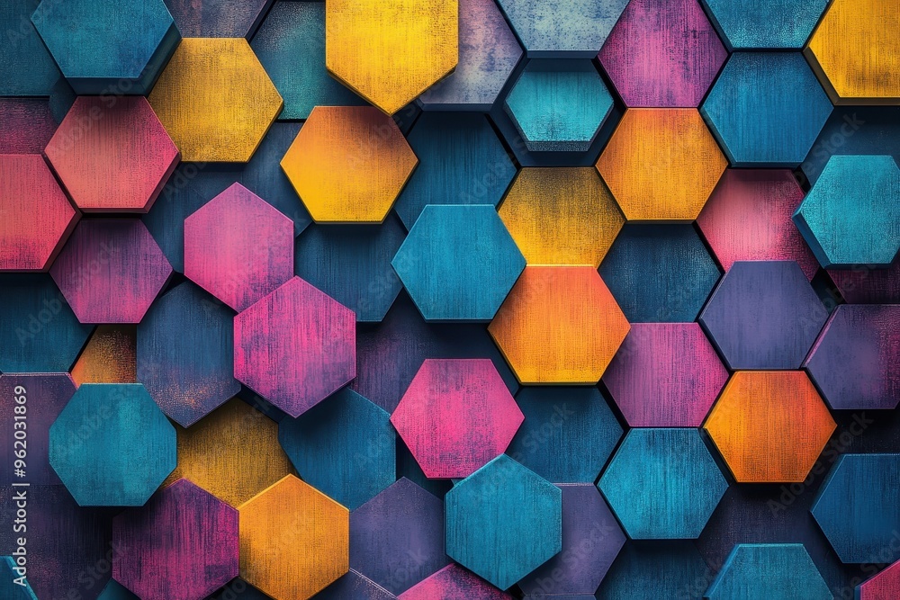 Poster geometric hexagon mosaic - a vibrant abstract background for modern and futuristic design concepts
