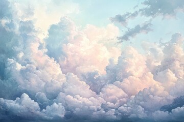 A Sky Filled with Soft, White Clouds