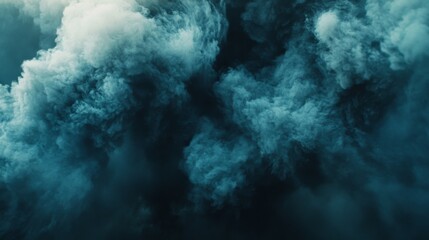 Fototapeta premium Close-up of dense smoke billowing from a fire, capturing the swirling, dark clouds and the intense, dynamic movement of the smoke.