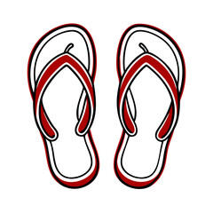 Pair of red and white flip-flops