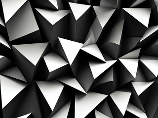 Fototapeta premium abstract arrangement of geometric 3D shapes in a striking contrast of black and white, creating a sense of sharpness and modern design