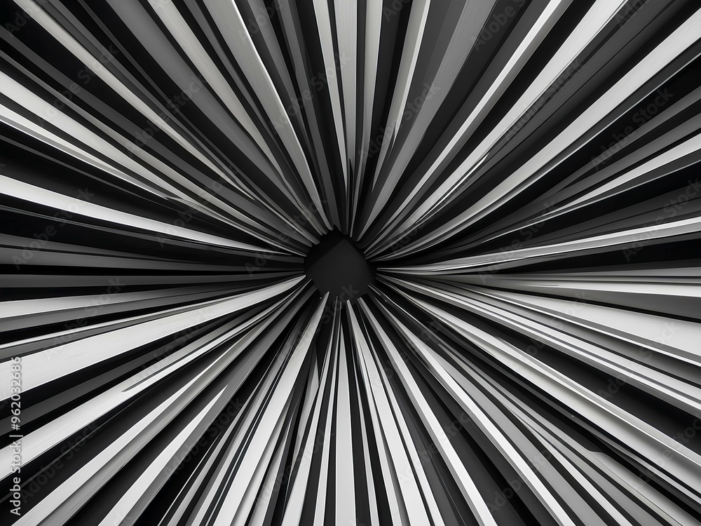 Poster dynamic black and white spiral design with impressive three-dimensional shapes