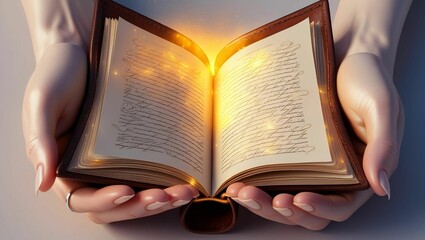 Hands Holding a BOOk emitting Light | International Literacy Day 2024