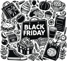Monochrome Cosmonaut Black Friday Logo Icon Vector Illustration Design Silhouette Style 