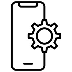 Mobile development icon with line style