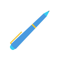 Blue pen, color vector illustration.