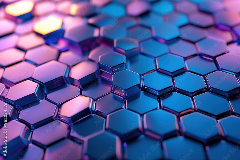 Poster futuristic interlocking hexagon block mosaic - abstract 3d background design