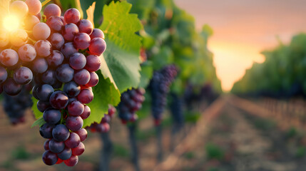 Fototapeta premium Sun Drenched Vineyard Vibrant Clusters Rip