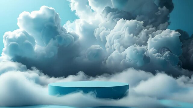 A serene cloud background pod showcasing vibrant, fluffy clouds in a bright daytime sky