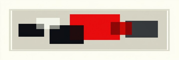 Obraz premium Abstract Composition with Red, Black, and Gray Shapes