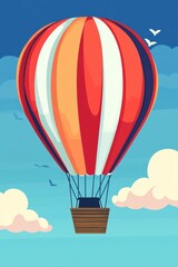 Fototapeta premium Colorful Hot Air Balloon in a Blue Sky
