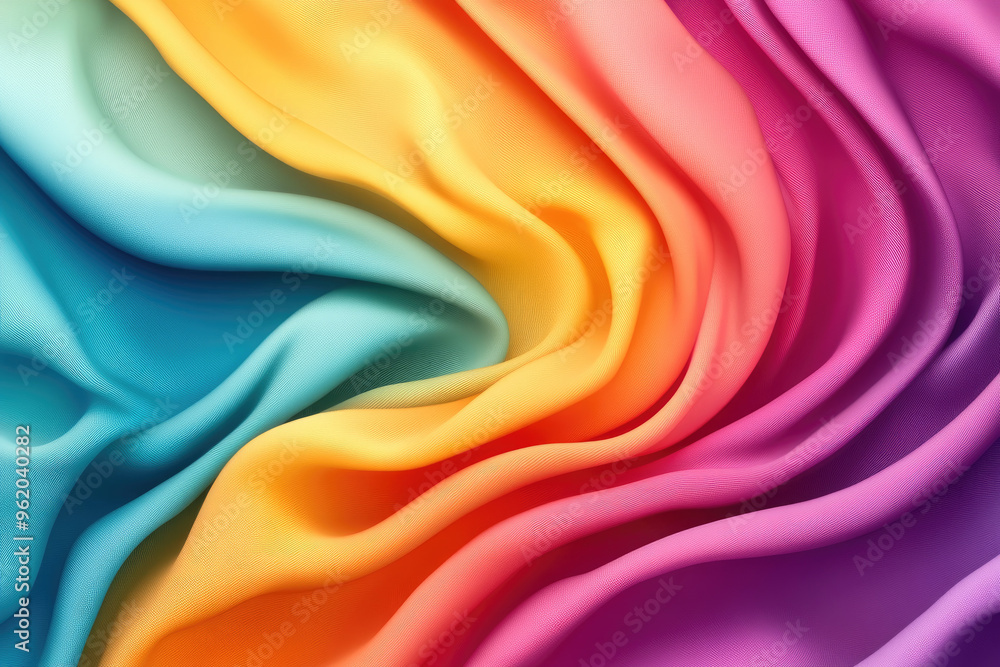 Poster discover a mesmerizing image of radiant fabric in rainbow hues, showcasing dynamic textures that cre