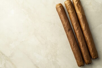 Three cigars on marble background, luxury and tradition